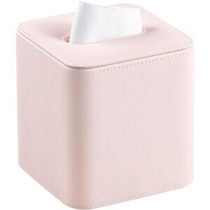 Pink PU leather tissue box cover square tissue holder bathroom bedroom office